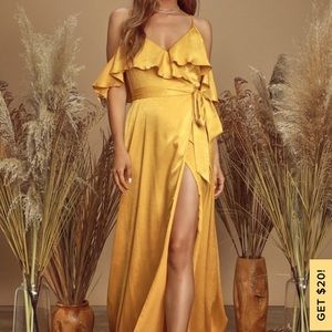 Lulus mustard wrap dress